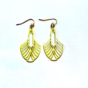 Palm brass gold earrings